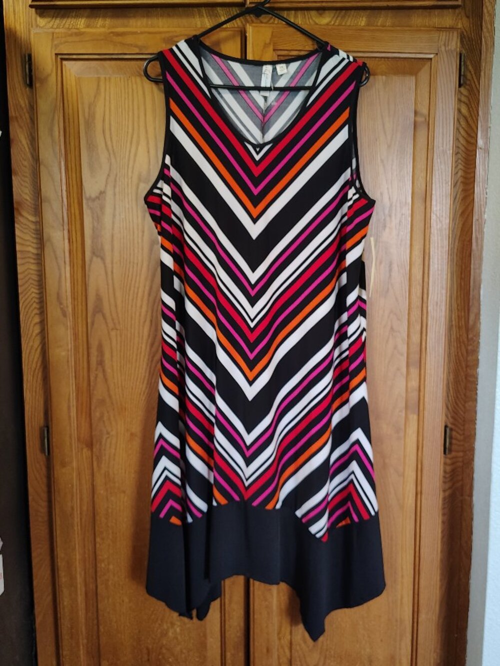 NWT Tacera Chevron Colorful Striped Sleeveless Midi Dress Women's 2x